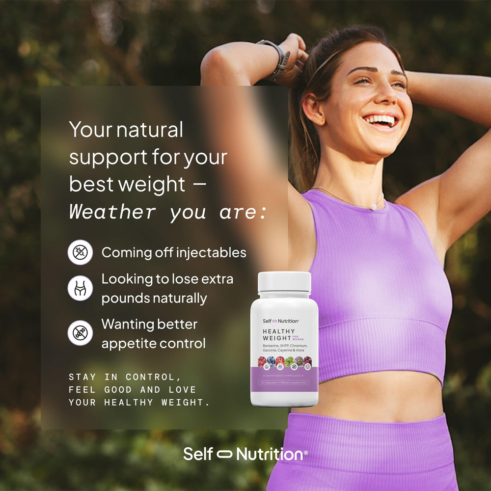 SELF NUTRITION frasco junto al e-book dietético como apoyo práctico