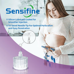 Sensifine primer plano de la punta 31G x 5mm y acabado pulido