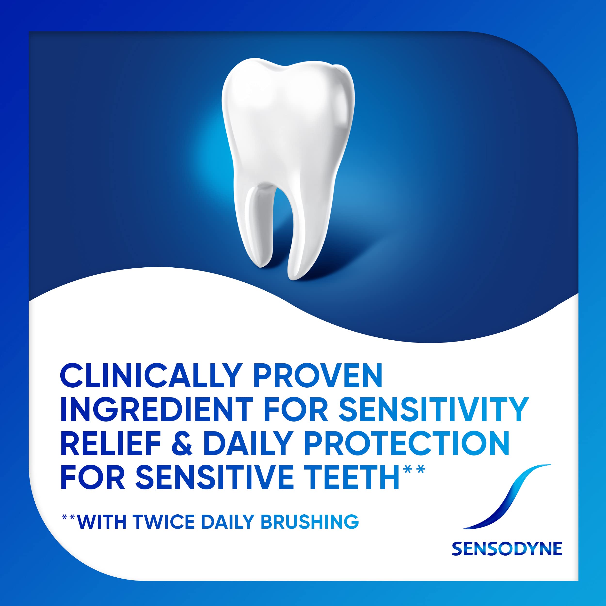 Sensodyne comparación de tamaño en mano para referencia de cantidad