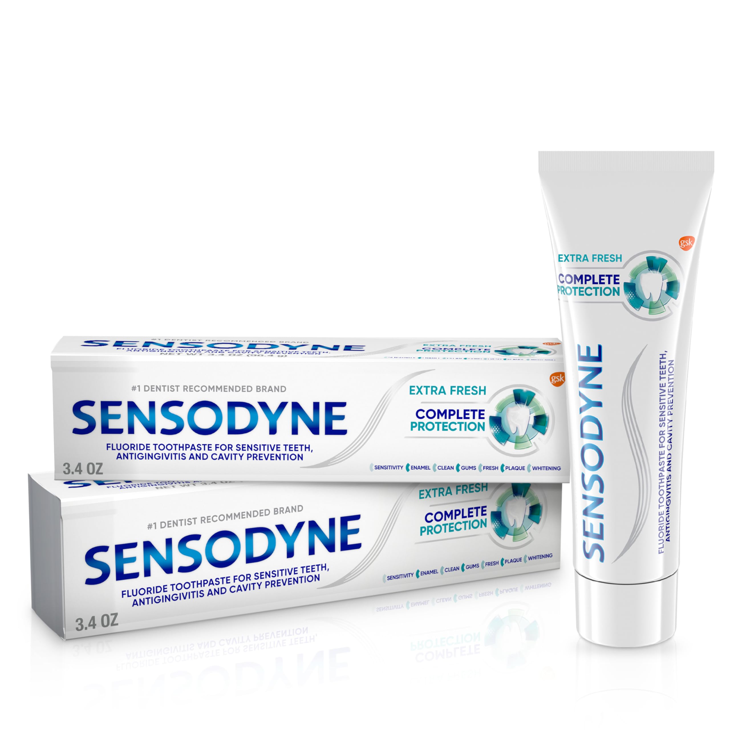 sensodyne empaque frontal mostrando beneficio integral y frescura extra
