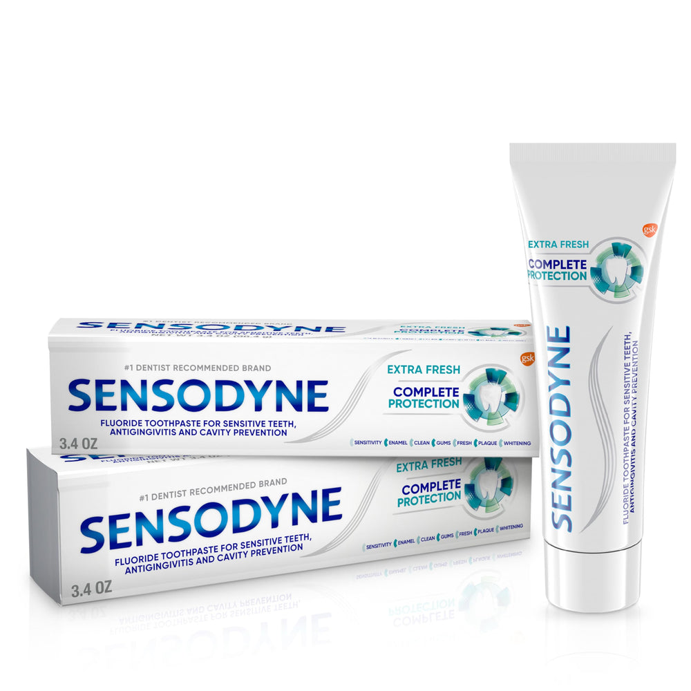 sensodyne empaque frontal mostrando beneficio integral y frescura extra