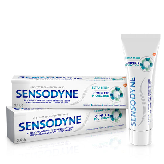 sensodyne empaque frontal mostrando beneficio integral y frescura extra