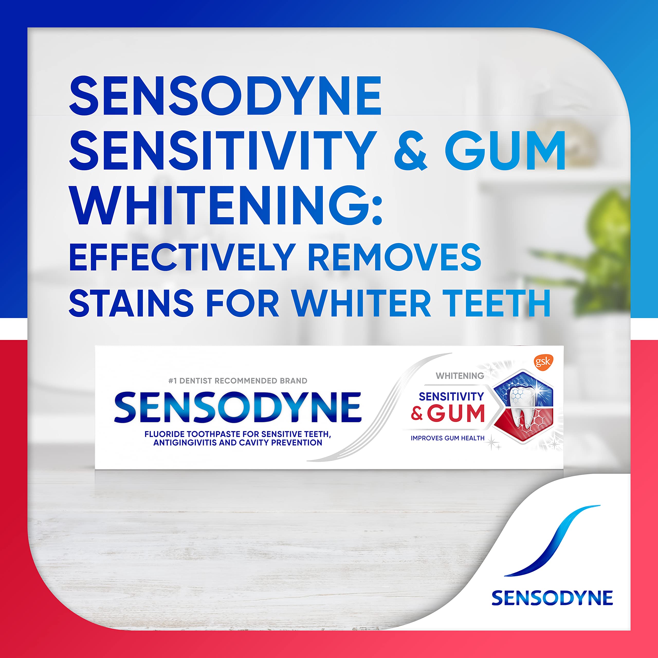 Sensodyne etiqueta con stannous fluoride resaltando ingrediente