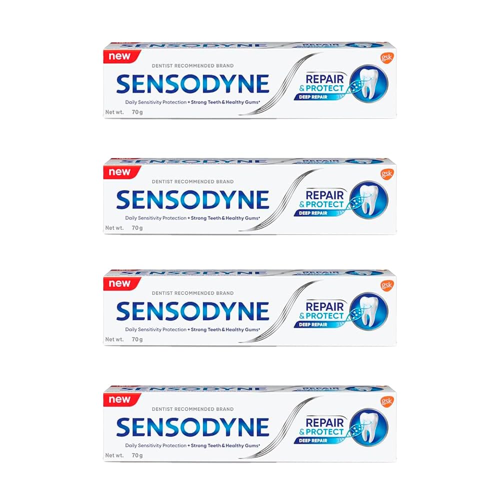 Sensodyne frente del envase Repair & Protect mostrando el diseño y beneficio protector