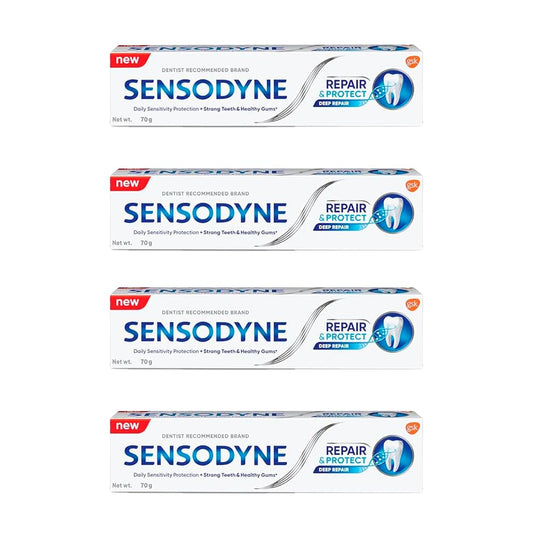 Sensodyne frente del envase Repair & Protect mostrando el diseño y beneficio protector