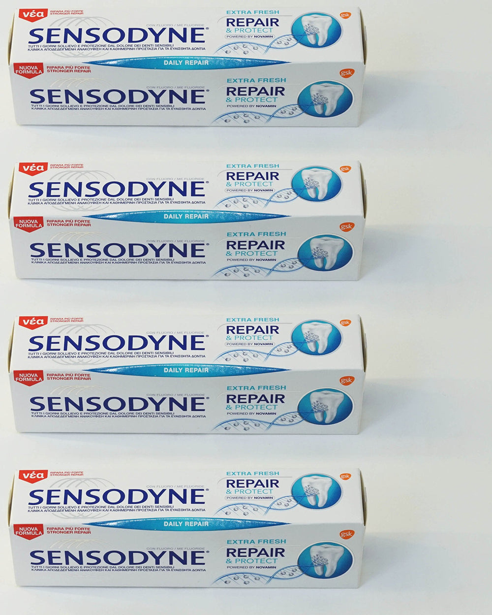 Sensodyne envase frontal Repair & Protect Extra Fresh, protección diaria