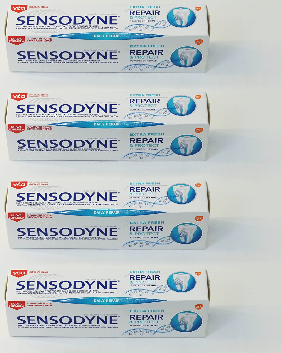 Sensodyne envase frontal Repair & Protect Extra Fresh, protección diaria
