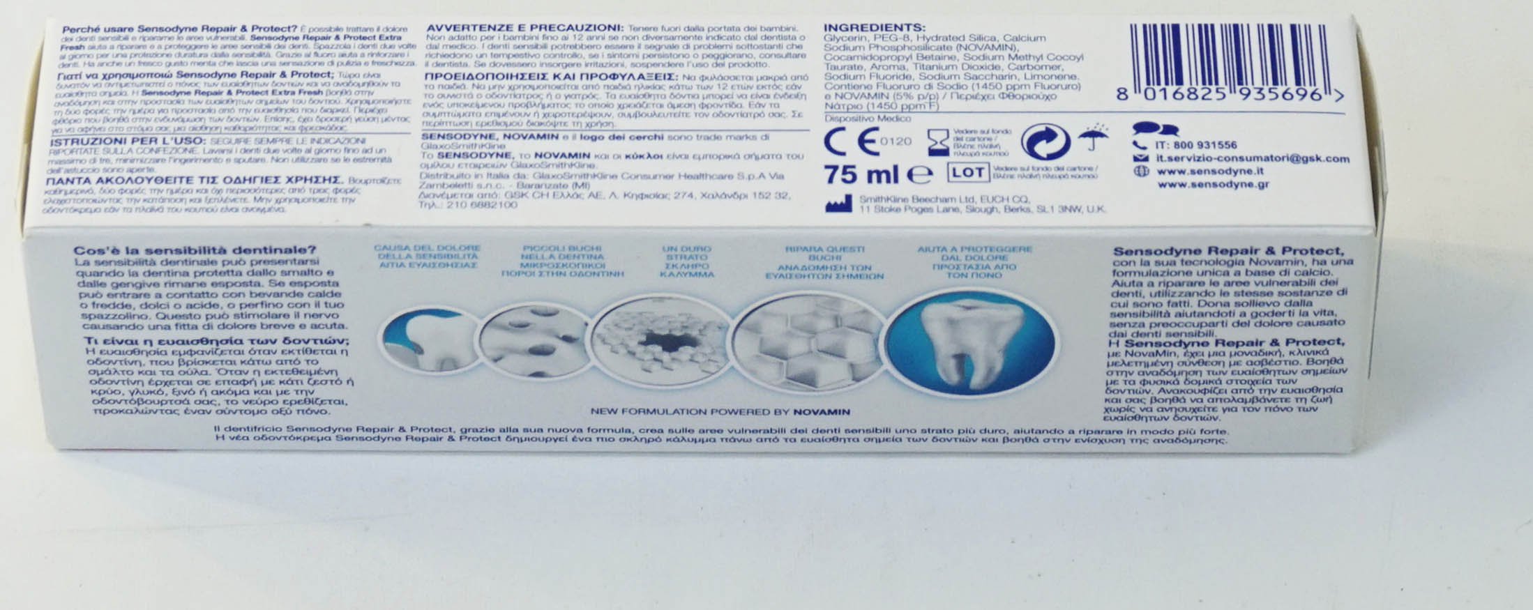 Sensodyne en uso con cepillo, alivio y sensación fresca tras el cepillado