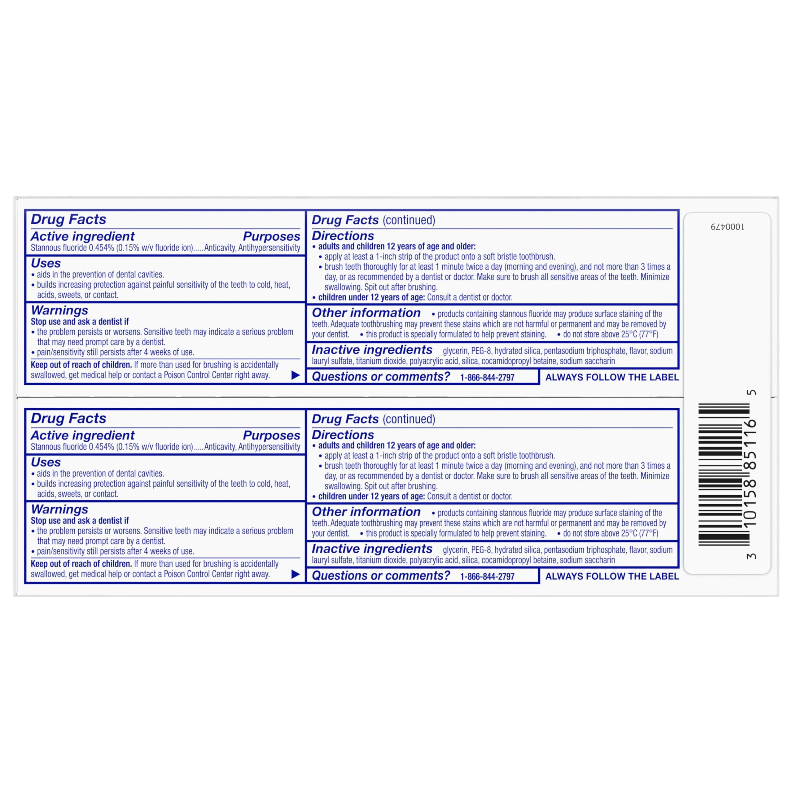 Par de tubos Sensodyne sobre fondo blanco, ahorro por pack