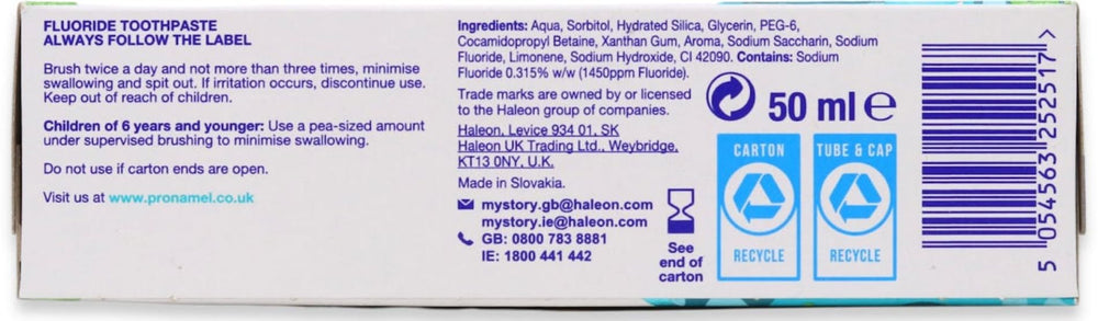 Sensodyne Pronamel comparación de tamaño del tubo para referencia