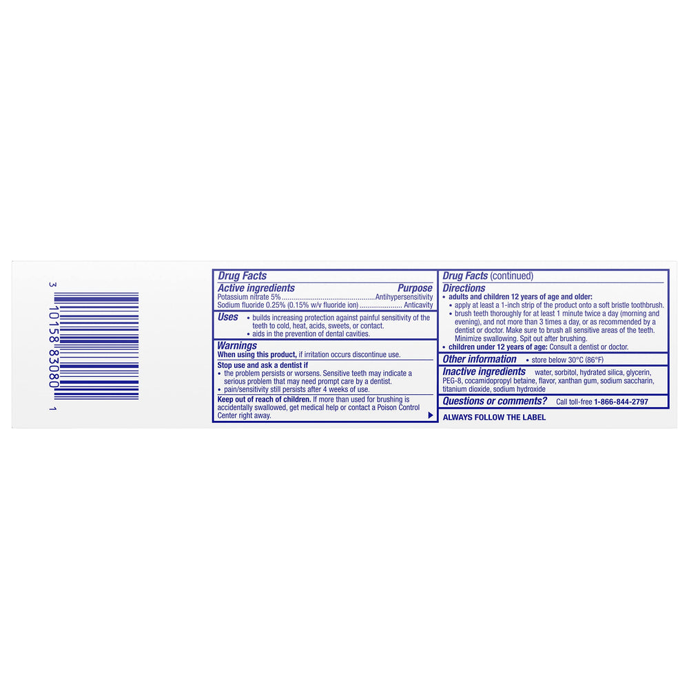 Los cuatro tubos de Sensodyne Pronamel dispuestos, suministro para varias semanas