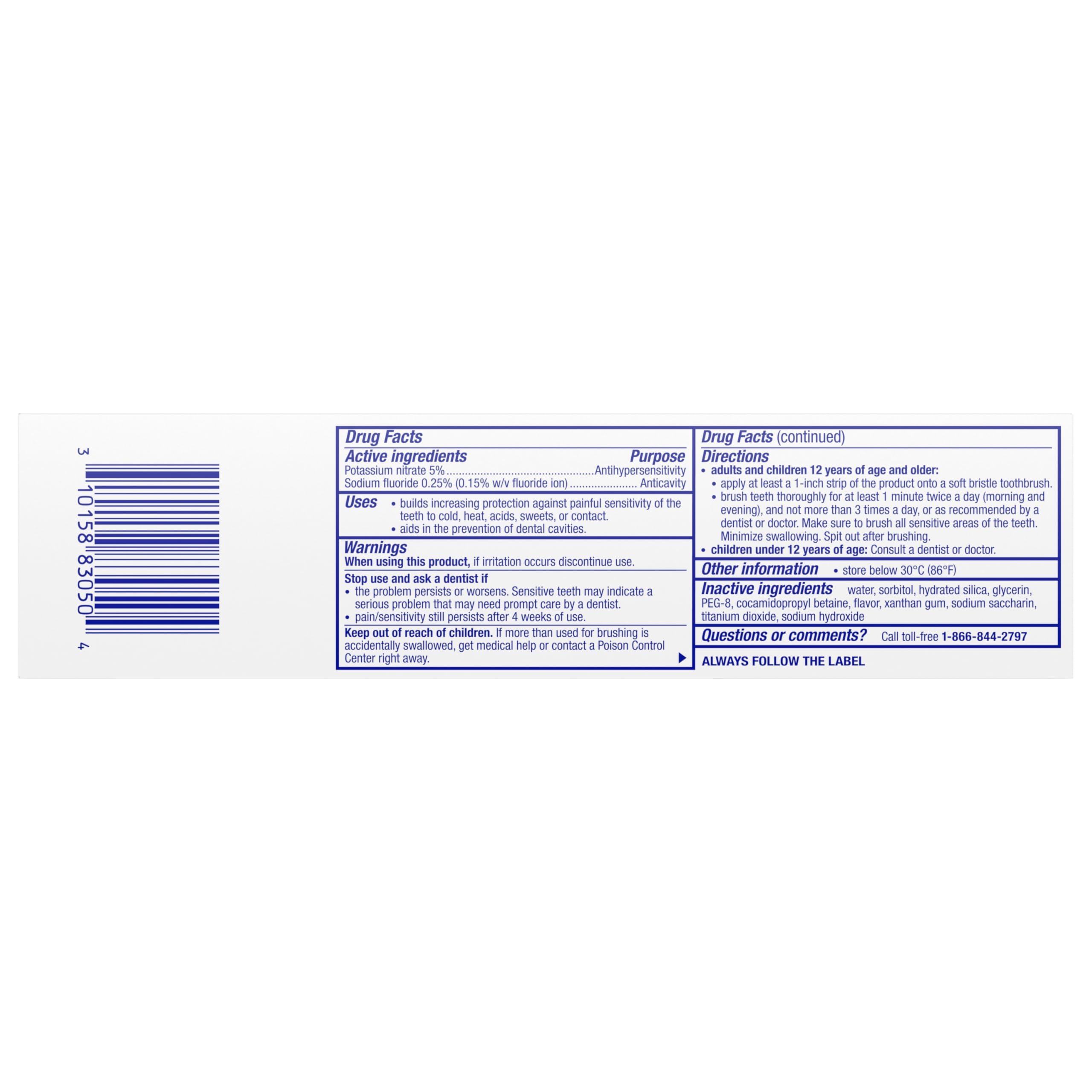 Sensodyne Pronamel embalaje trasero con información de uso y beneficios