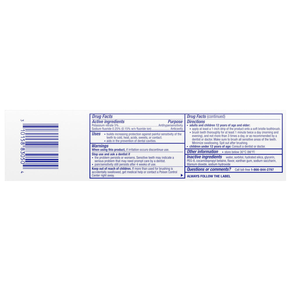 Sensodyne Pronamel embalaje trasero con información de uso y beneficios