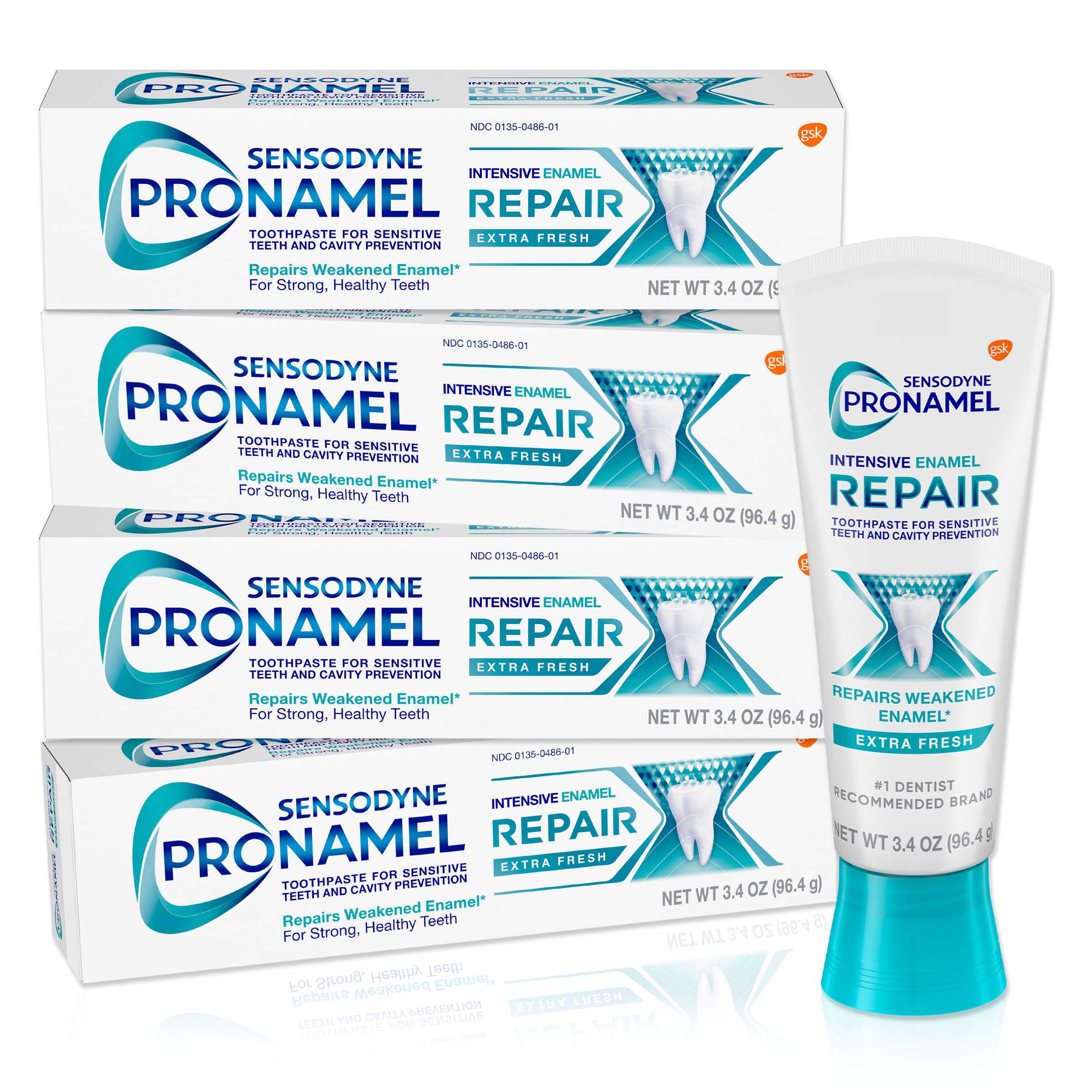 Sensodyne Pronamel frontal del paquete mostrando protección del esmalte