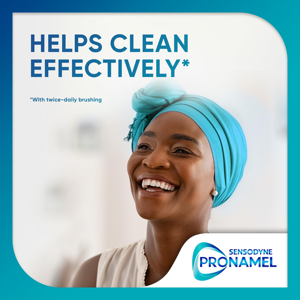 SENSODYNE PRONAMEL etiqueta de ingredientes, información clara sobre flúor y nitrato
