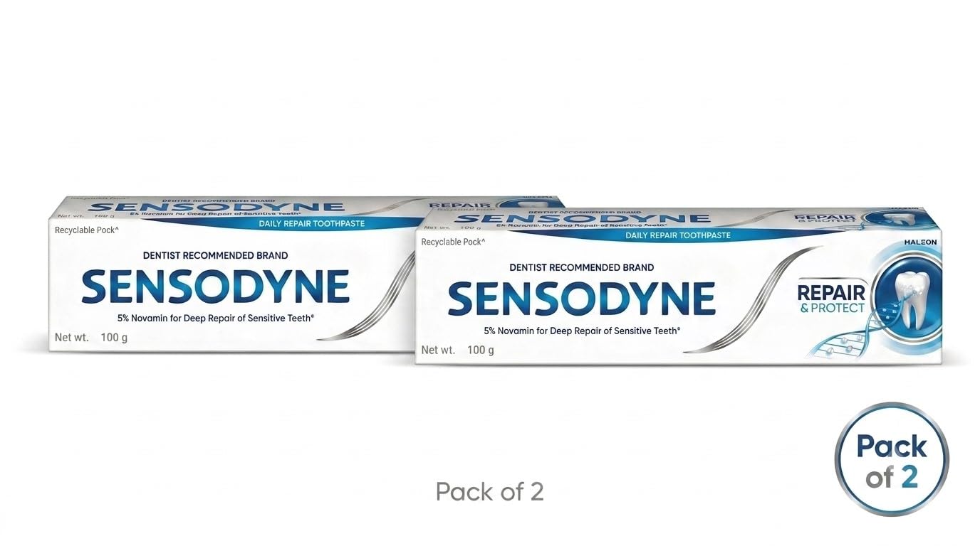 Sensodyne Repair & Protect en estante de baño estilo cotidiano, beneficio: integración en rutina