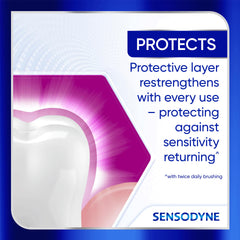 Sensodyne antes y después ligero brillo y reducción de manchas