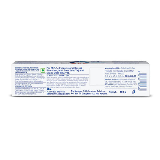 Sensodyne primer plano del gel azul que destaca su textura refrescante