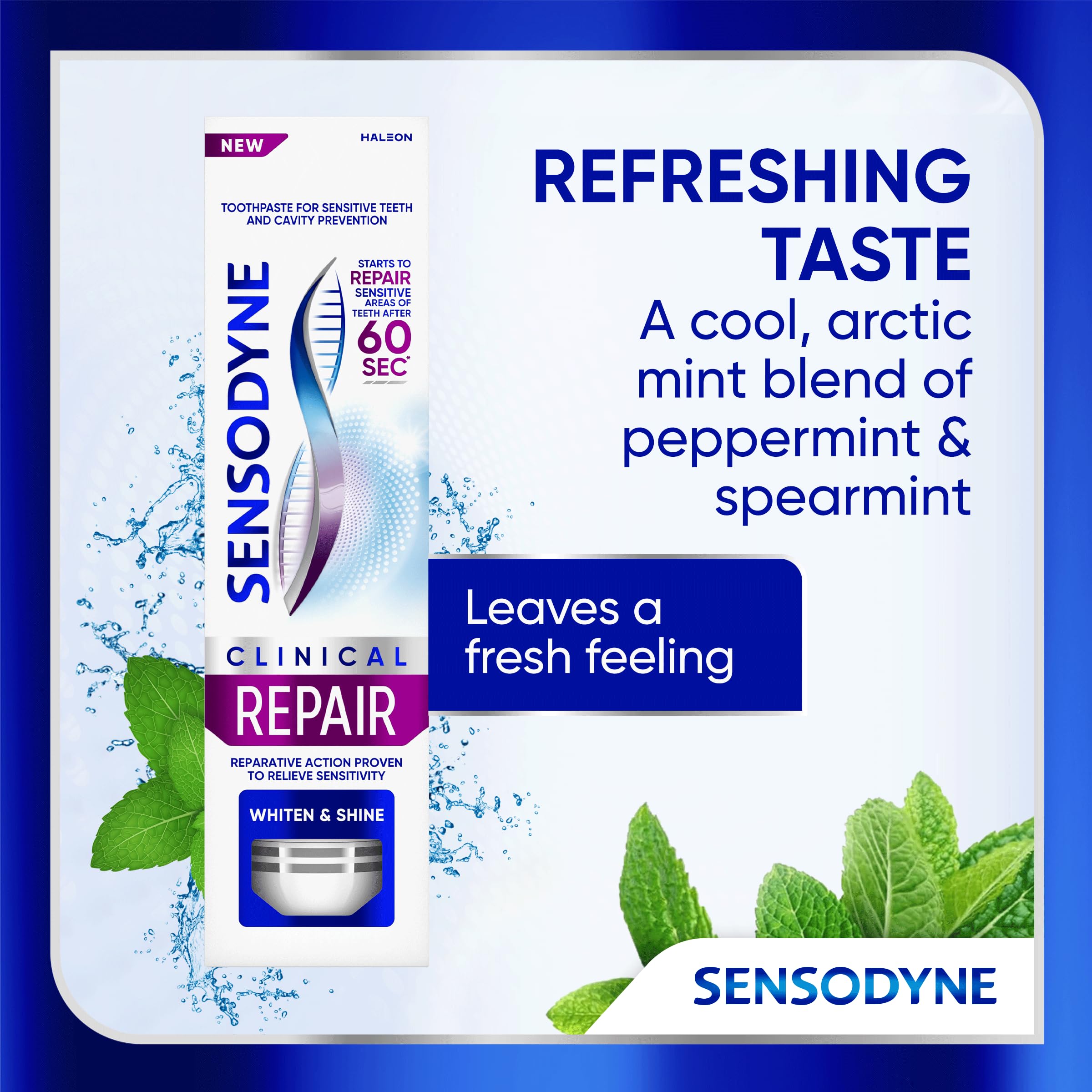 Sensodyne paquete triple apilado para almacenamiento y ahorro