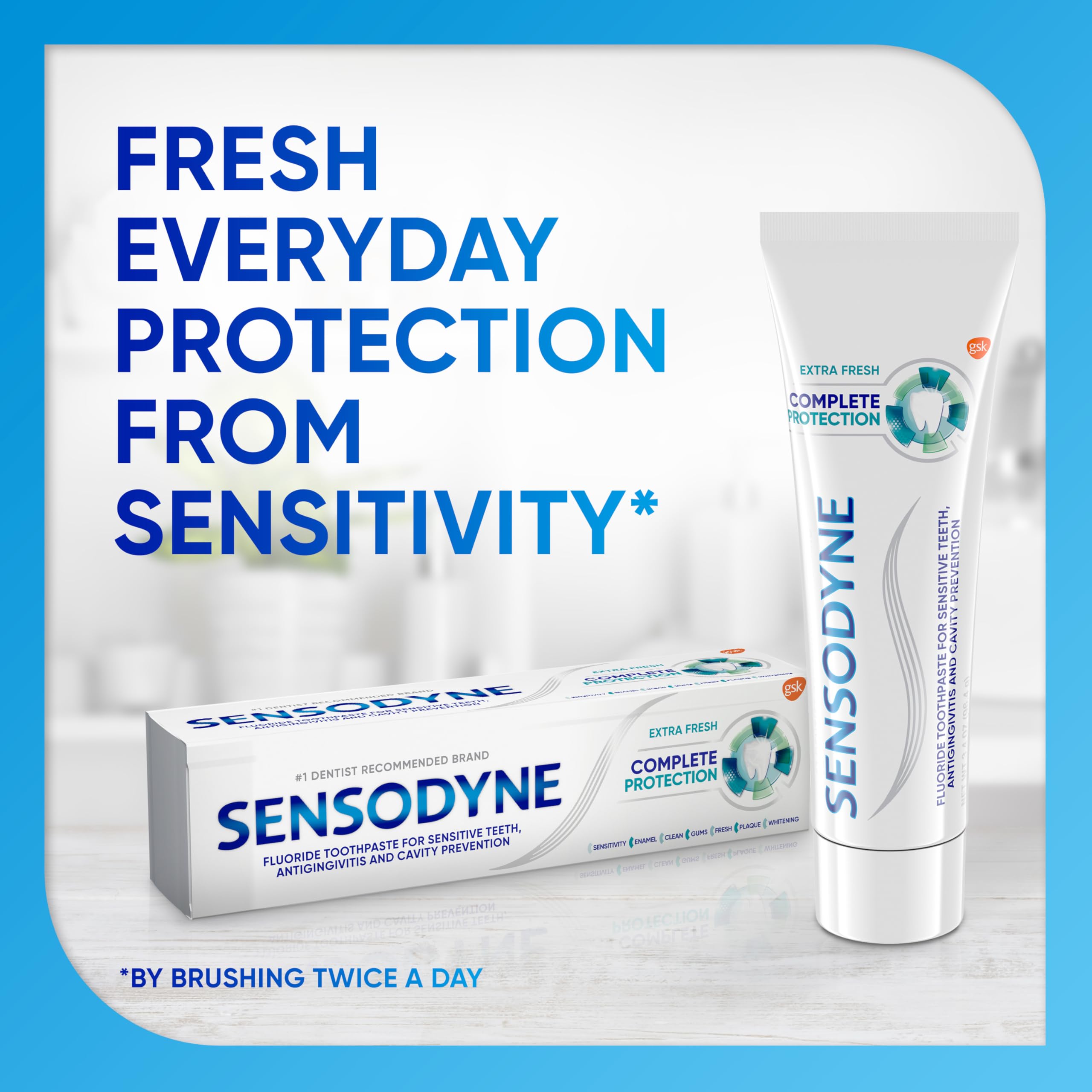 sensodyne tubo 3.4 oz detalle de textura para visualizar aplicación fácil