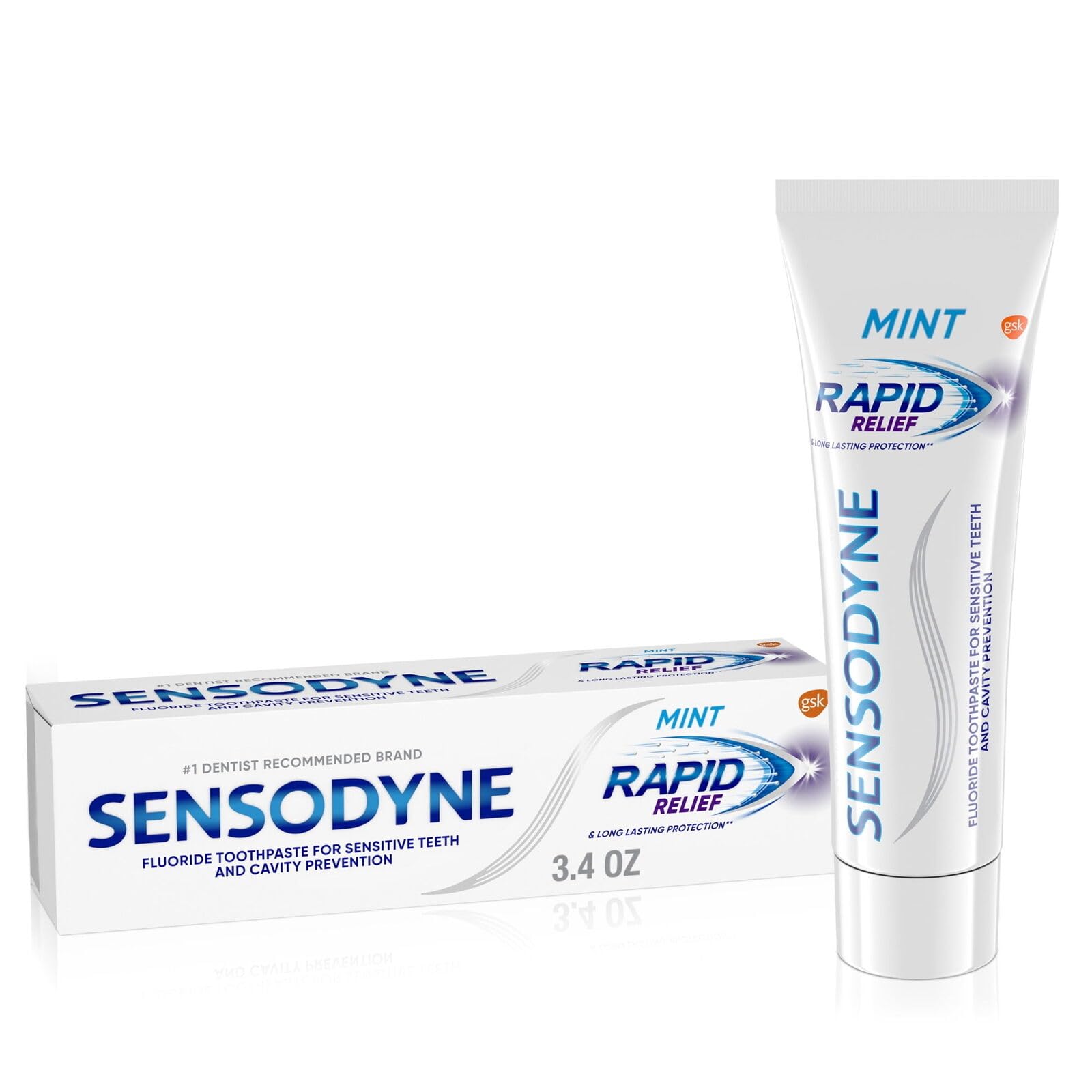 Sensodyne tubo abierto con pasta menta para frescor y alivio