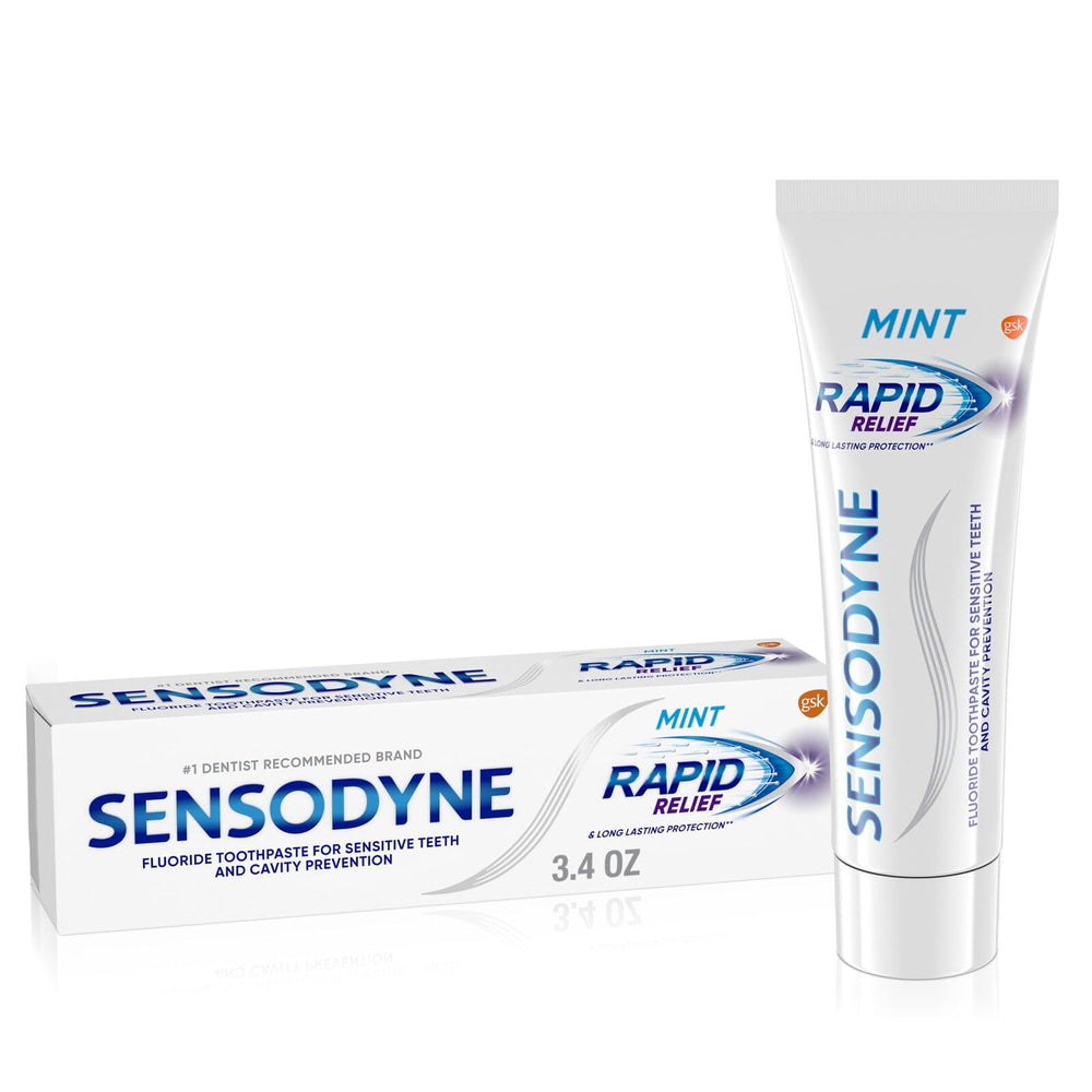 Sensodyne tubo abierto con pasta menta para frescor y alivio