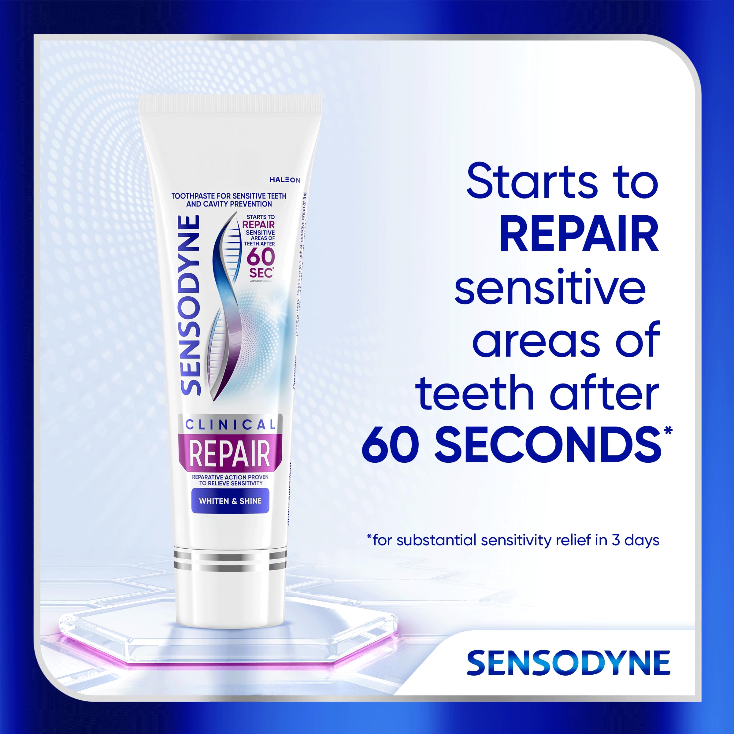 Sensodyne tubo abierto detalle del borde y dosificación precisa