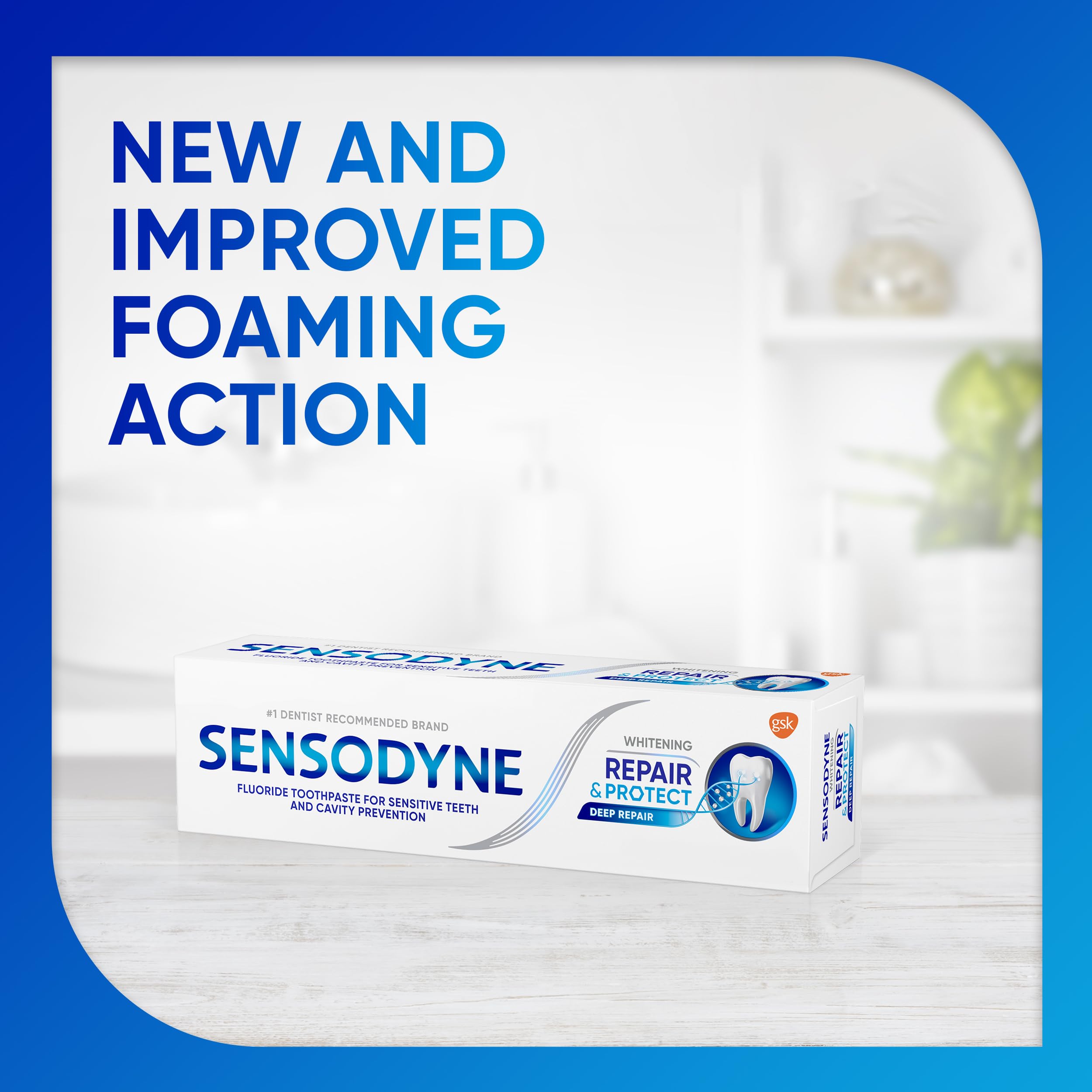 Persona usando Sensodyne cepillando, alivio y frescura inmediata