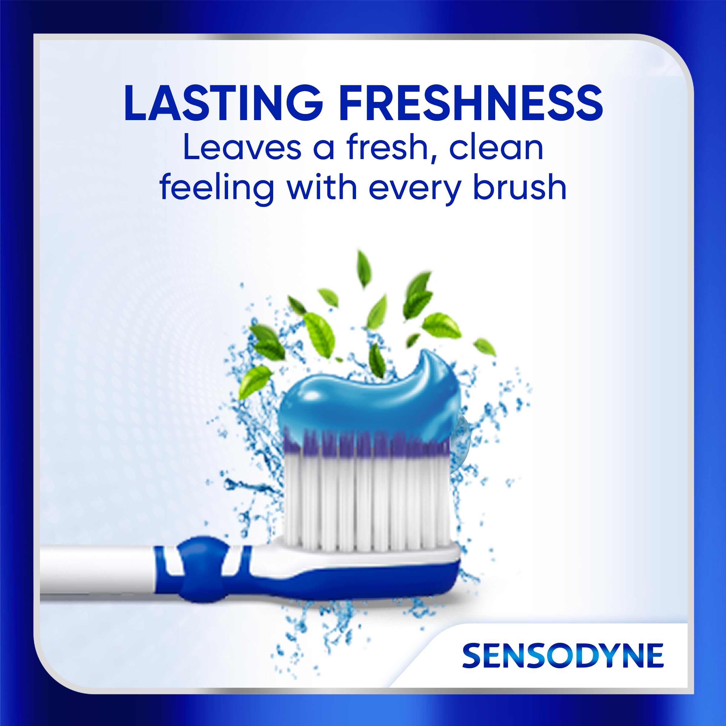 Sensodyne pasta en cepillo demostrando aplicación y alivio