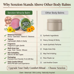 Senzion Miracle Balm etiqueta y lista de ingredientes naturales visibles