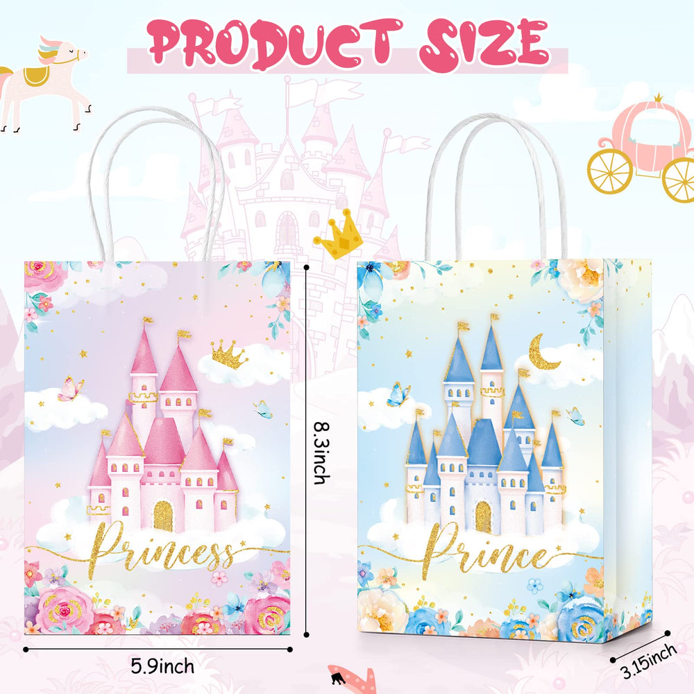 Sepamoon bolsa príncipe vista frontal con castillo azul, práctica para repartir regalos