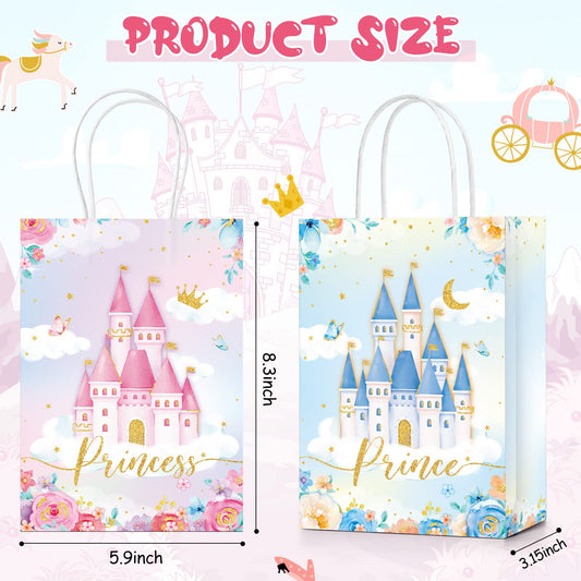Sepamoon bolsa príncipe vista frontal con castillo azul, práctica para repartir regalos