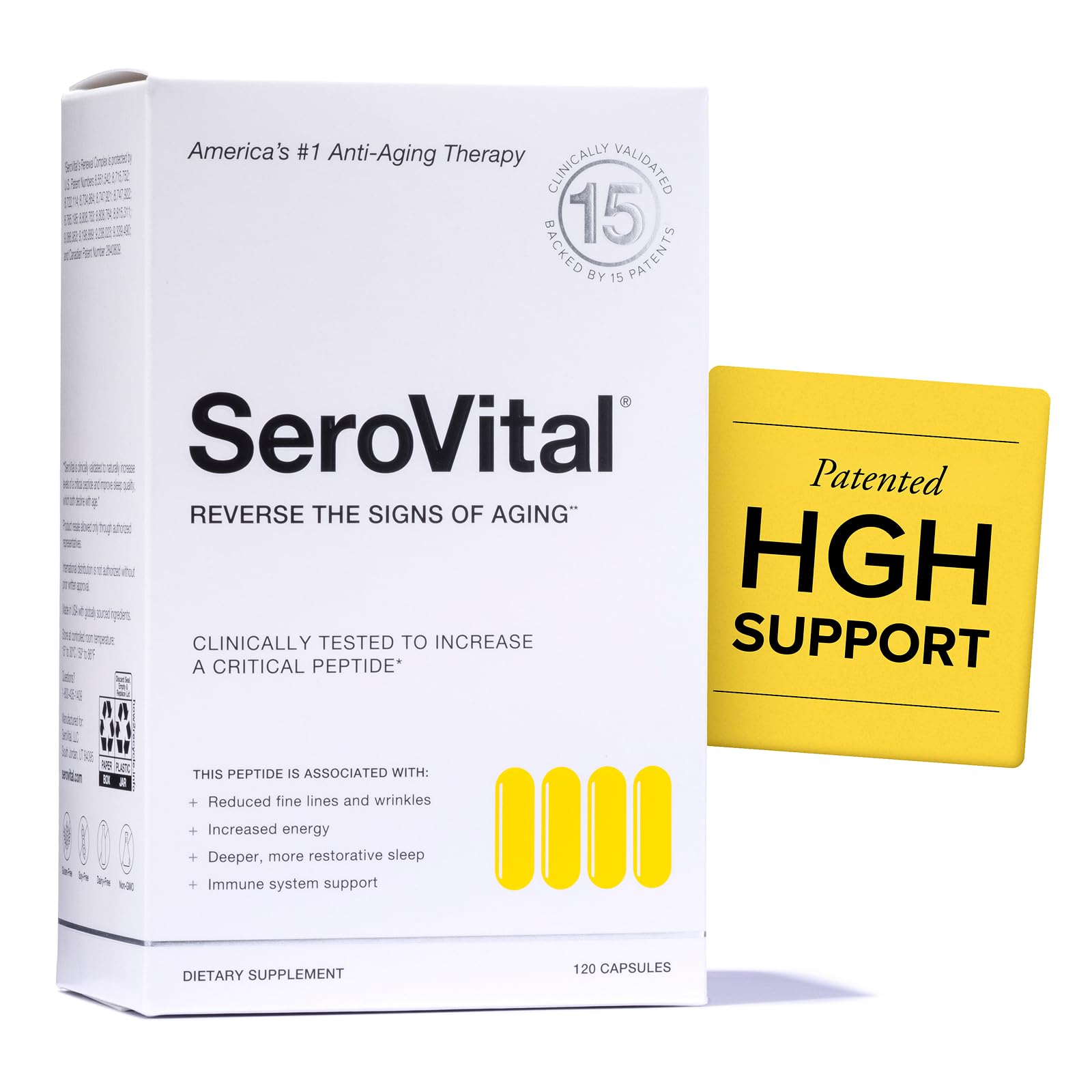 Serovital estuche frontal mostrando marca y beneficio de vitalidad