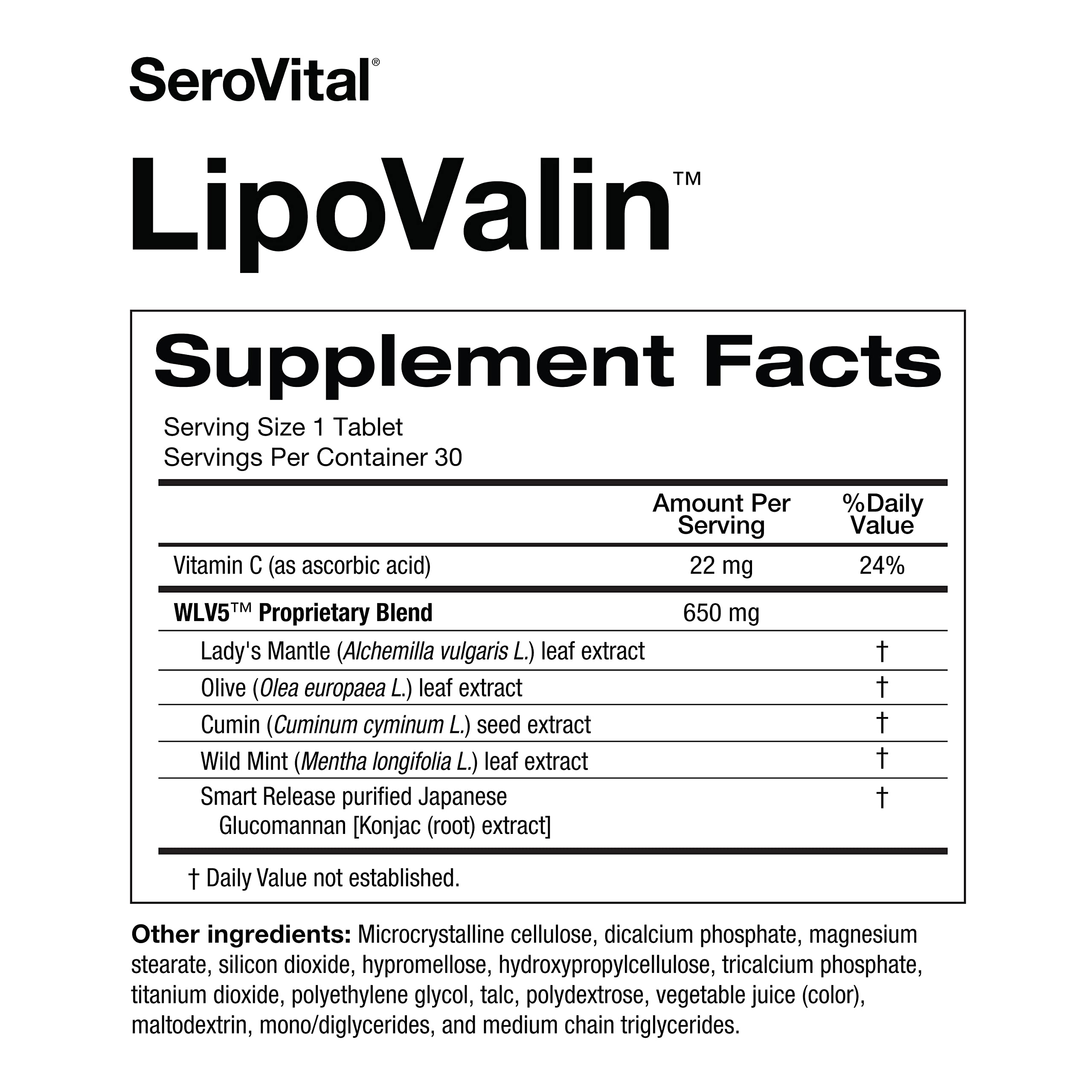 Serovital LipoValin etiqueta mostrando ingredientes clave y respaldo clínico