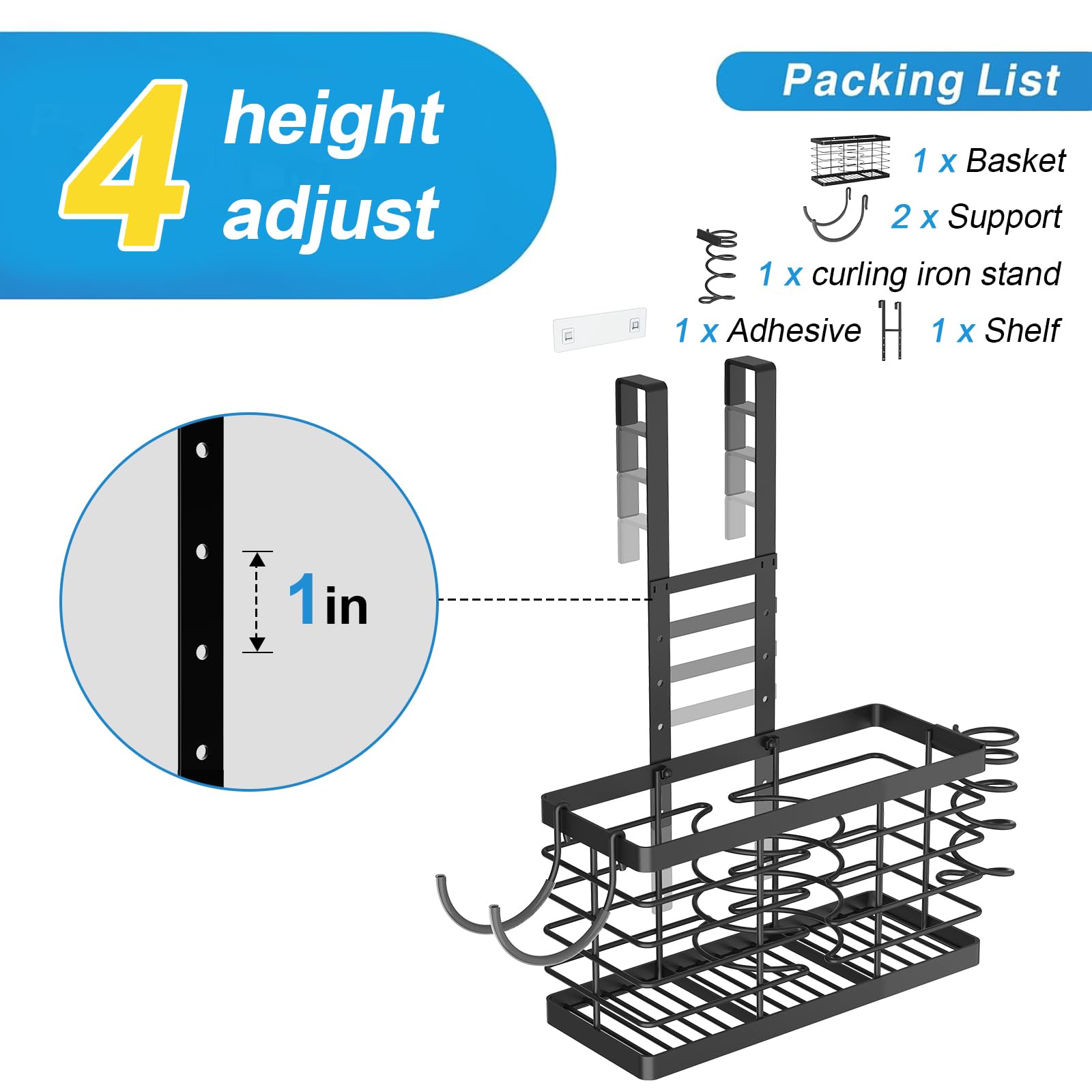 Sevenblue compartimentos separados guardando secador, plancha y rizador para evitar enredos