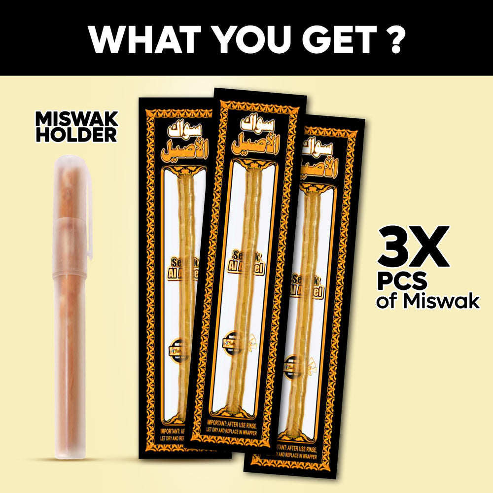 SEWAK AL HARAM miswak dentro de un neceser, práctico para viajes y limpieza rápida