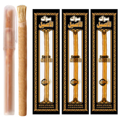 SEWAK AL HARAM miswak pack frontal mostrando tres palitos y soporte, opción ecológica