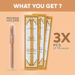 SEWAK AL HARAM miswak en mano demostrando manejo cómodo y control de la presión al cepillar