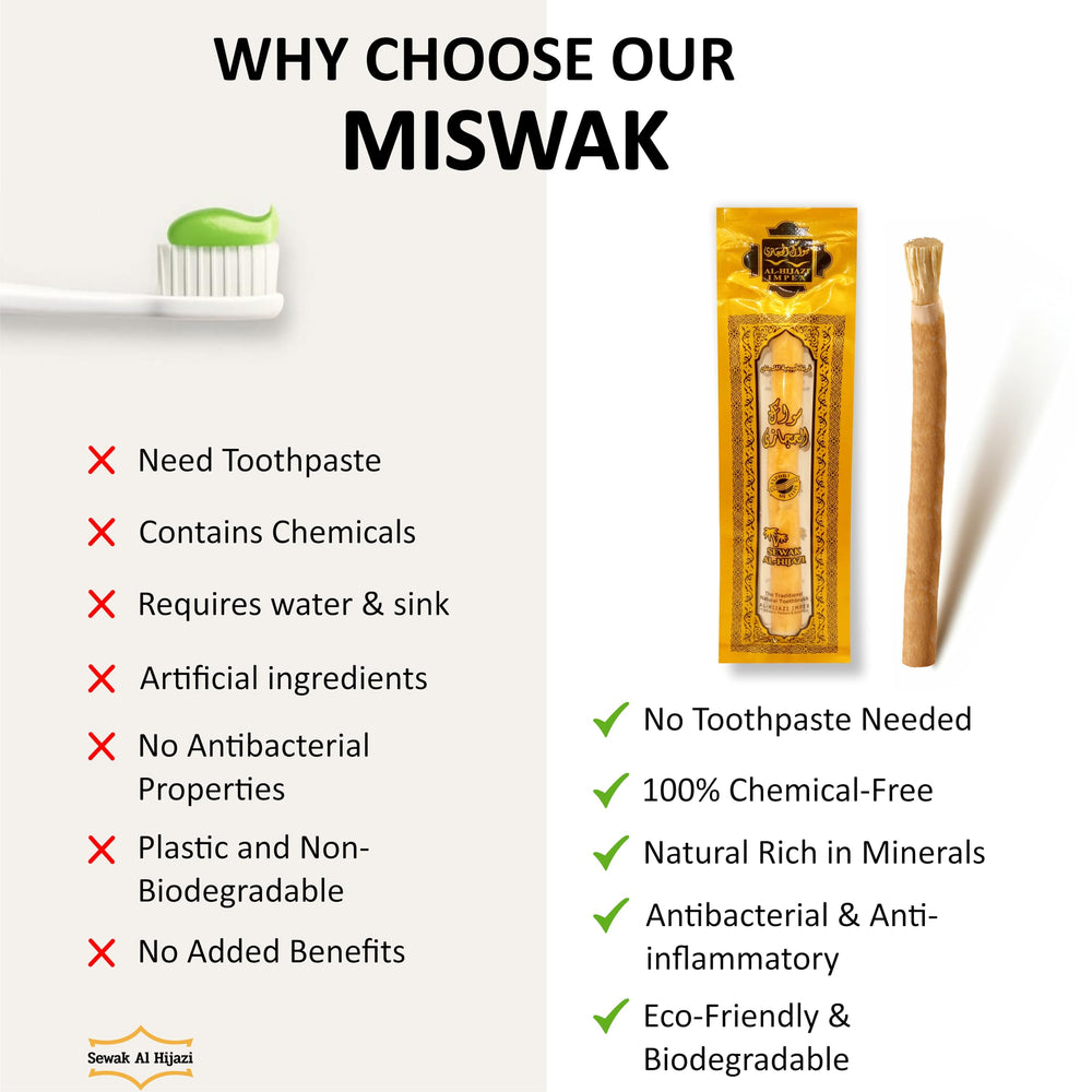 Sewak Al Hijazi uso del miswak cepillando dientes para aliento fresco