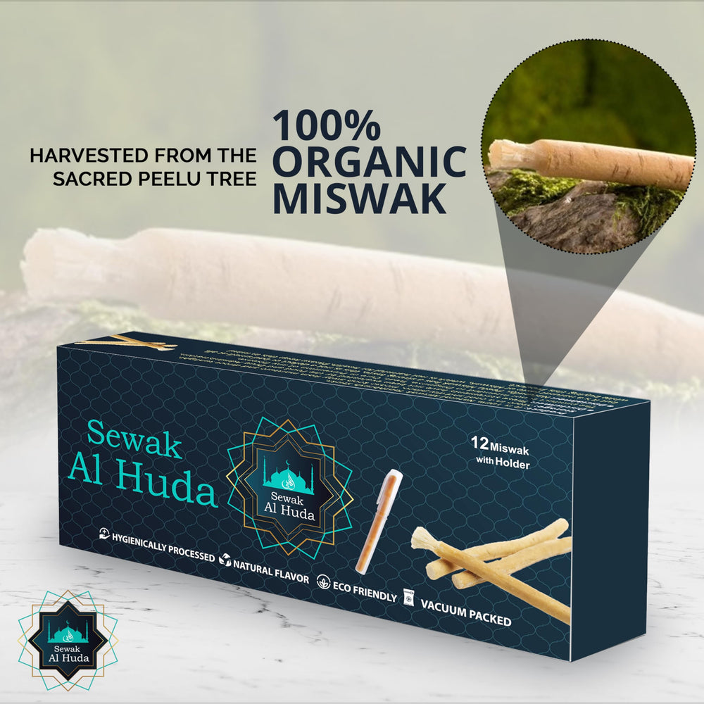 Sewak Al Huda palos Miswak dentro de bolso, ideal para viajes