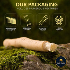 Sewak Al Noor primer plano de fibras del miswak que limpian y pulen los dientes