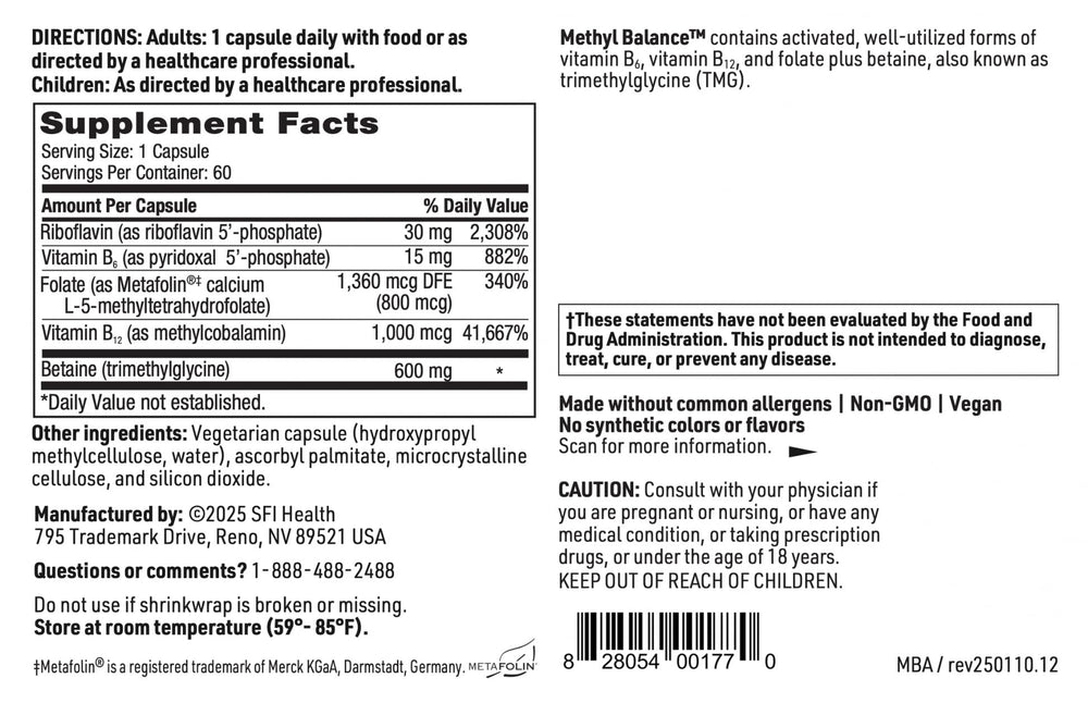SFI Health Klaire Labs etiqueta con ingredientes activos y aporte