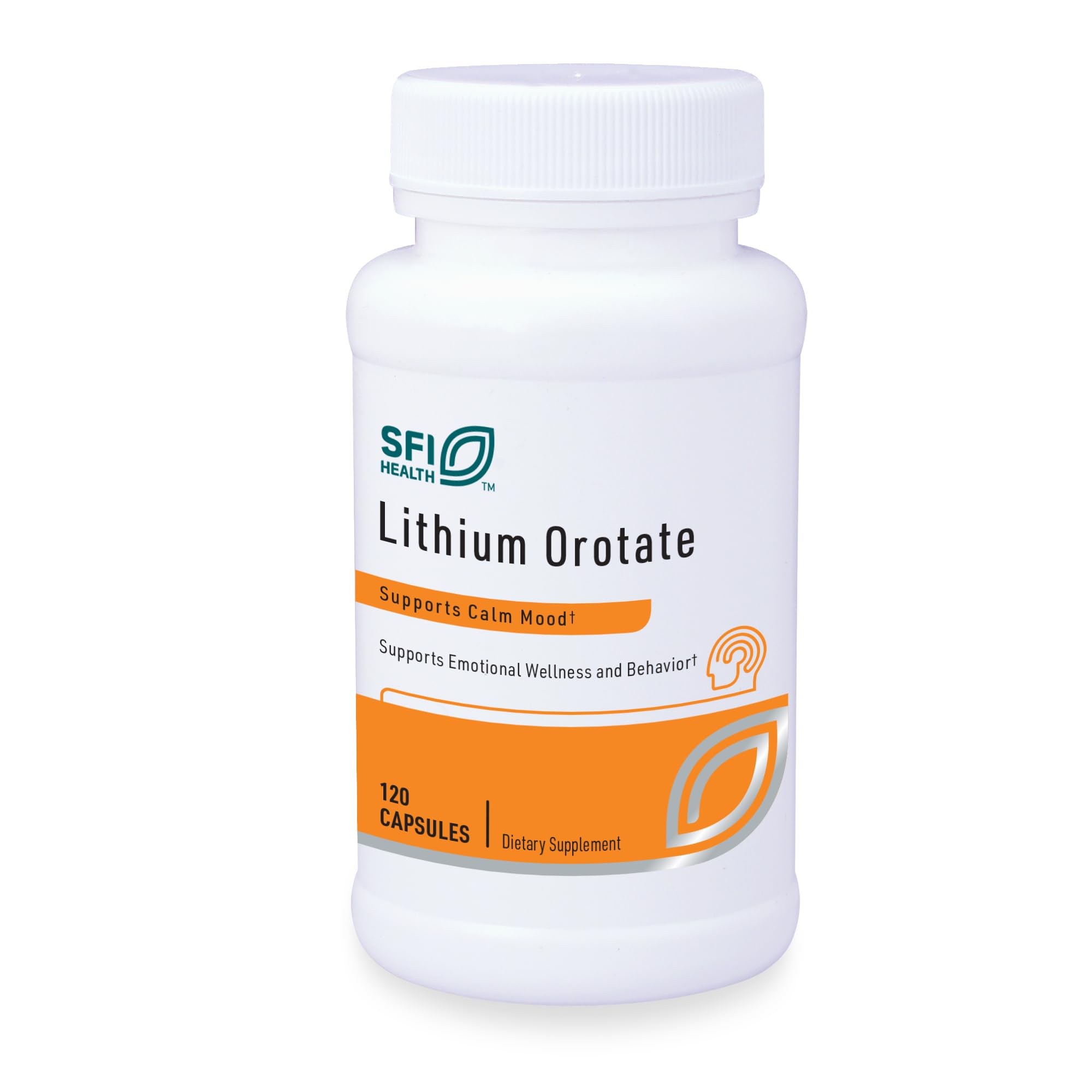 SFI Health Klaire Labs frasco frontal mostrando etiqueta y beneficio de equilibrio del ánimo
