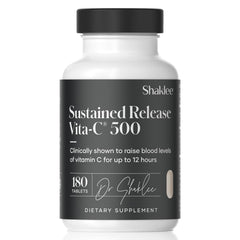 Shaklee envase frontal que muestra 180 tabletas y liberación prolongada