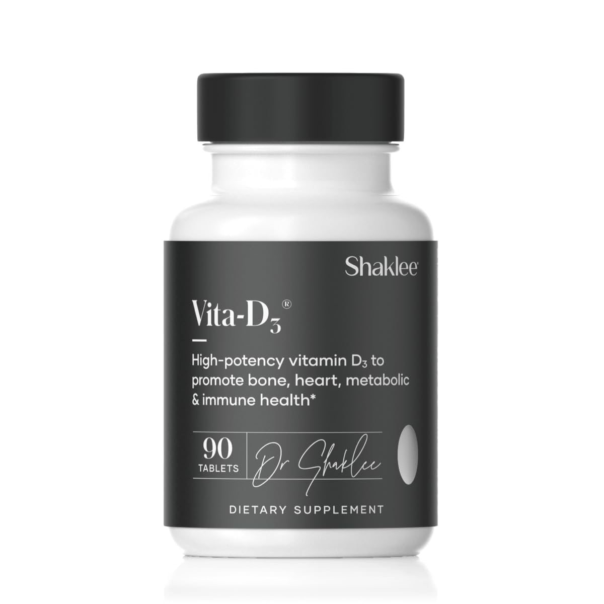 Shaklee botella frontal mostrando 90 tabletas y marca para almacenamiento confiable