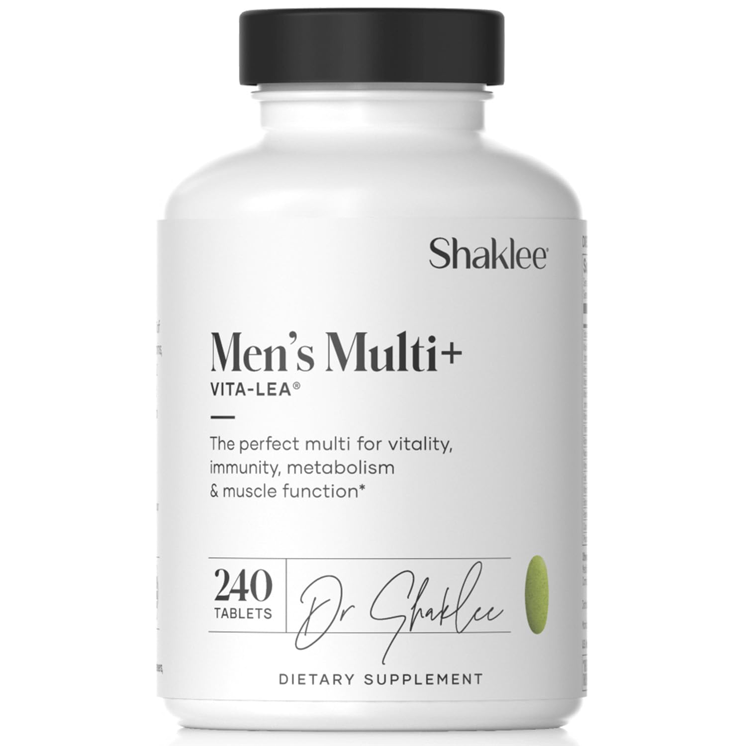 Shaklee Vita-Lea Men vista frontal con 240 tabletas, presentación duradera