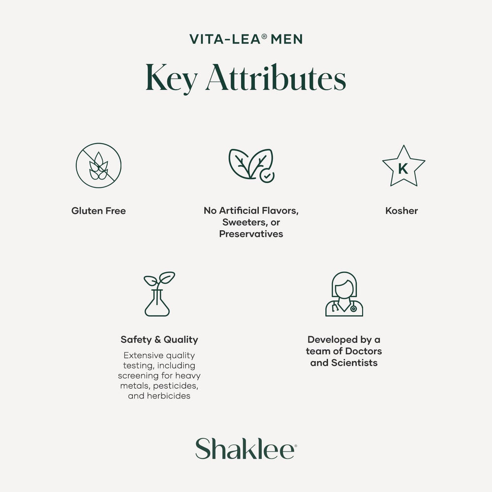 Shaklee Vita-Lea Men comparación de tamaño junto a una regla para escala