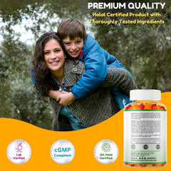 Tres gominolas SHIFAA NUTRITION representando sabores cereza, fresa y naranja