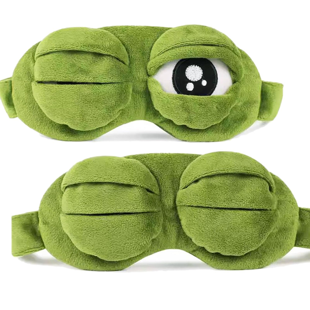 Shinywear antifaz frontal mostrando diseño rana y bloqueo de luz