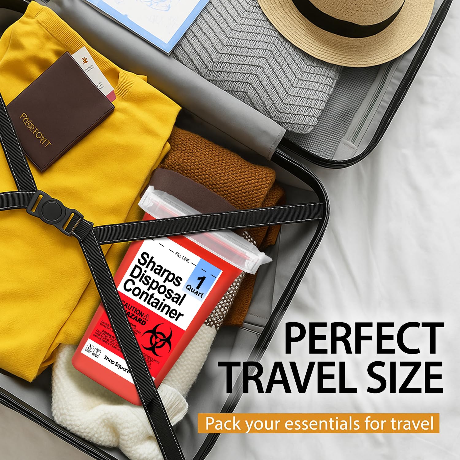 Shop Square contenedor portátil dentro de bolso para viaje seguro